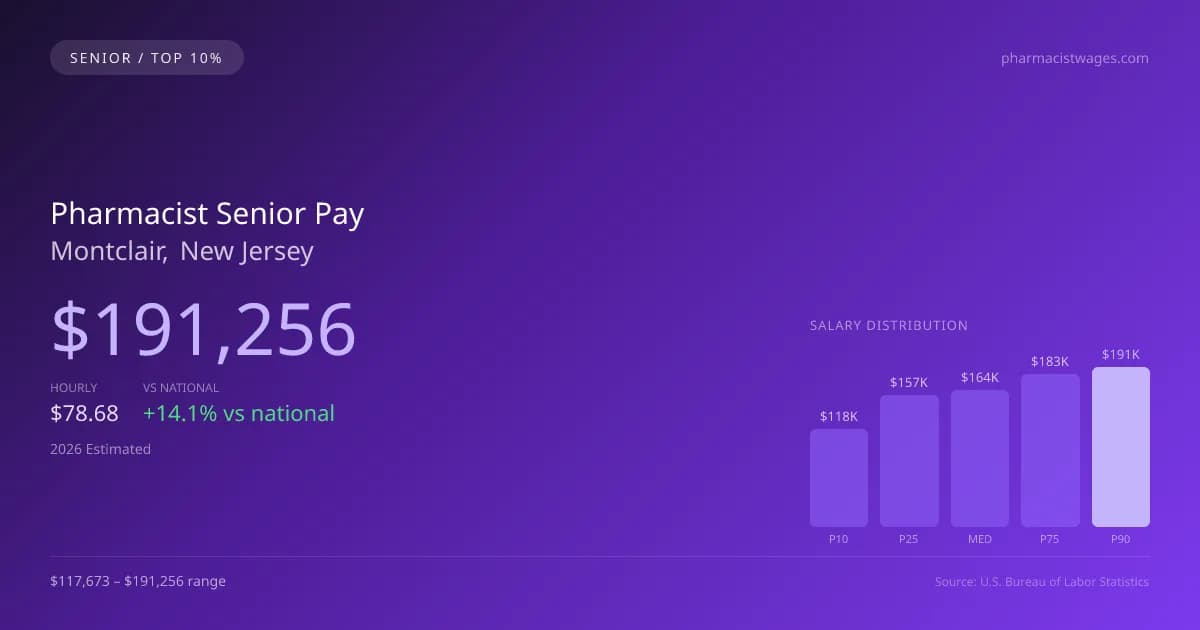 Pharmacist Senior Salary in Montclair, NJ — 2026 est., based on 2025 BLS