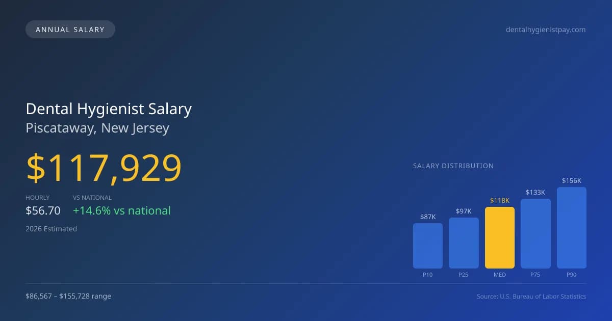 Dental Hygienist Salary in Piscataway, NJ — 2026 est., based on 2025 BLS