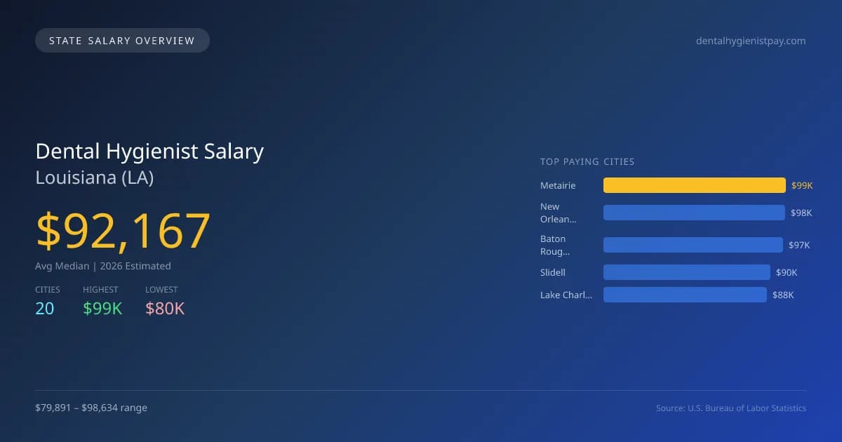 Dental Hygienist Salary in Louisiana - 2025 BLS Data Infographic