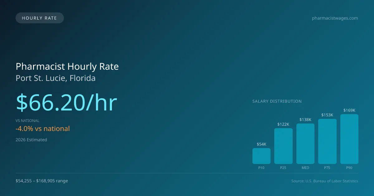 Pharmacist Hourly Rate in Port St. Lucie, FL — 2026 est., based on 2025 BLS