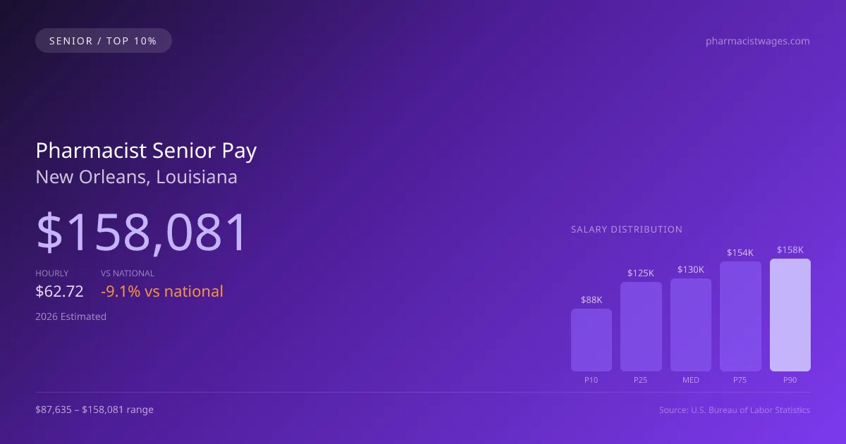 Pharmacist Senior Salary in New Orleans, LA — 2026 est., based on 2025 BLS