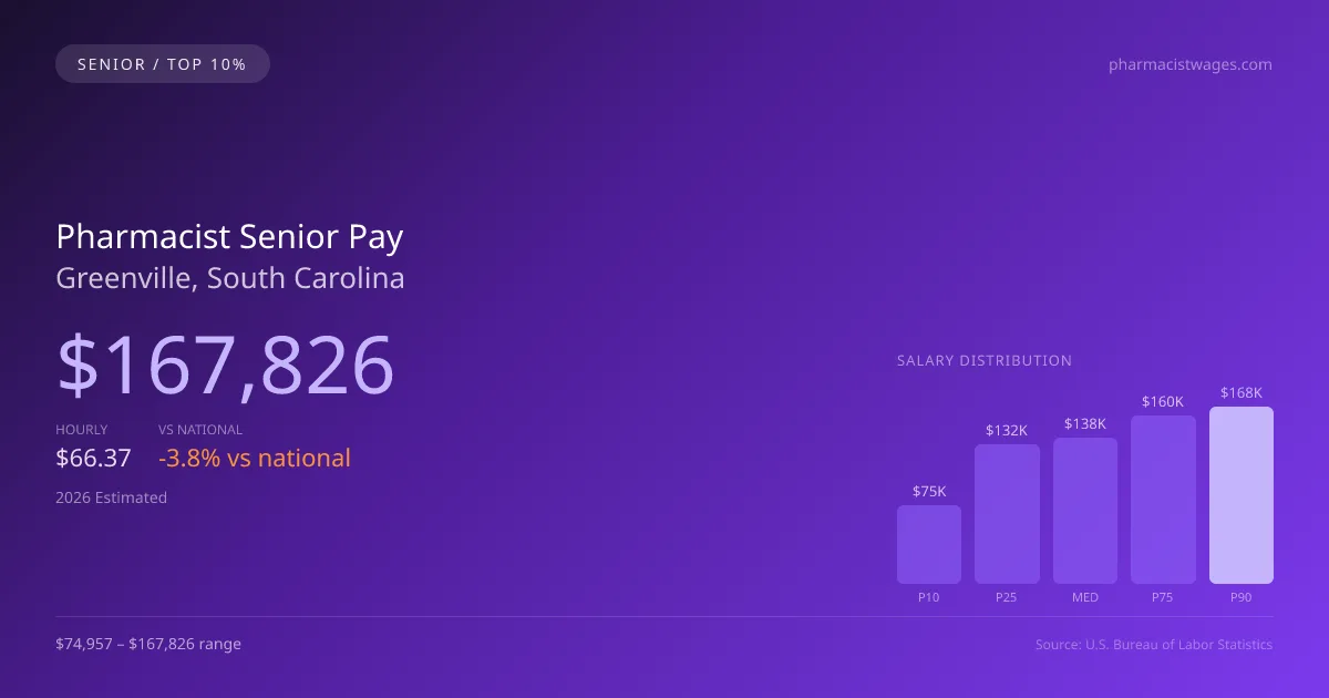 Pharmacist Senior Salary in Greenville, SC — 2026 est., based on 2025 BLS